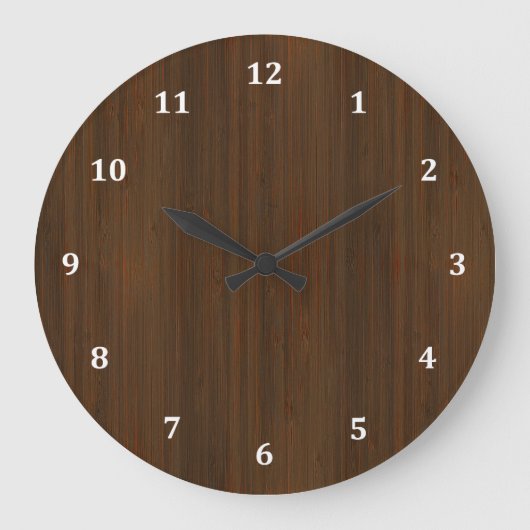 Donkere walnoot Brown Bamboo Wood Grain: Grote Klok (Voorkant)