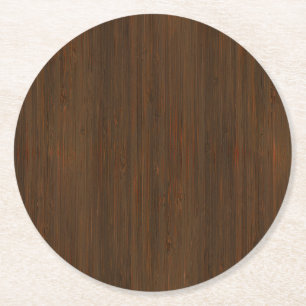Donkere walnoot Brown Bamboo Wood Grain: Ronde Kartonnen Onderzetter