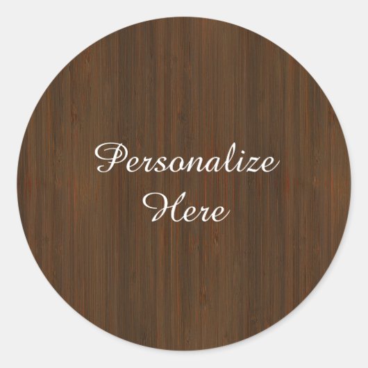 Donkere walnoot Brown Bamboo Wood Grain: Ronde Sticker (Voorkant)