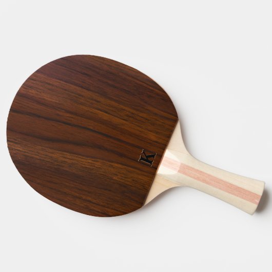 Donkere Walnoot hout minimalistisch monogram Tafeltennisbatje (Zijkant)