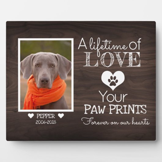 Donkere Walnoot Houten Gezinsdier Foto Herdenkings Fotoplaat (Voorkant)