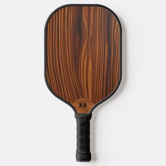 Donkere Walnoot Houten Textuur Aangepast Monogram Pickleball Paddle (Voorkant)