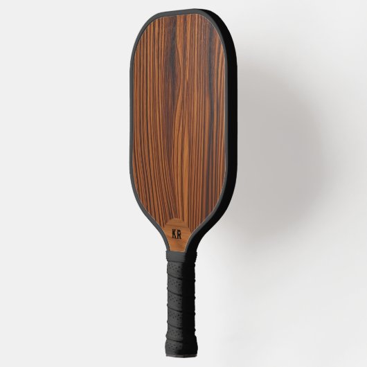 Donkere Walnoot Houten Textuur Aangepast Monogram Pickleball Paddle (Links)