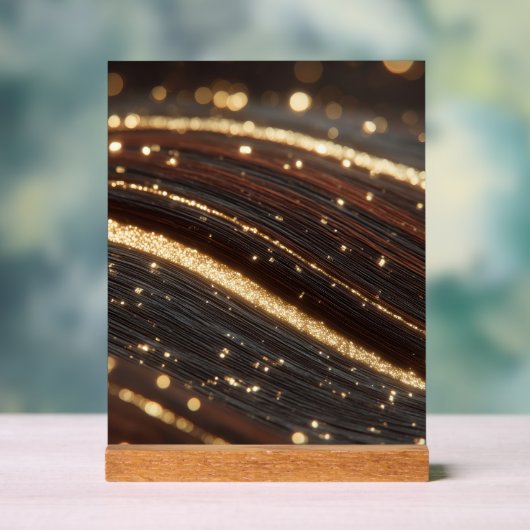 Donkere walnoot houtnerf met sprankelende gouden r acryl bord (Neutraal)