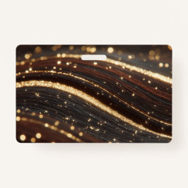 Donkere walnoot houtnerf met sprankelende gouden r badge