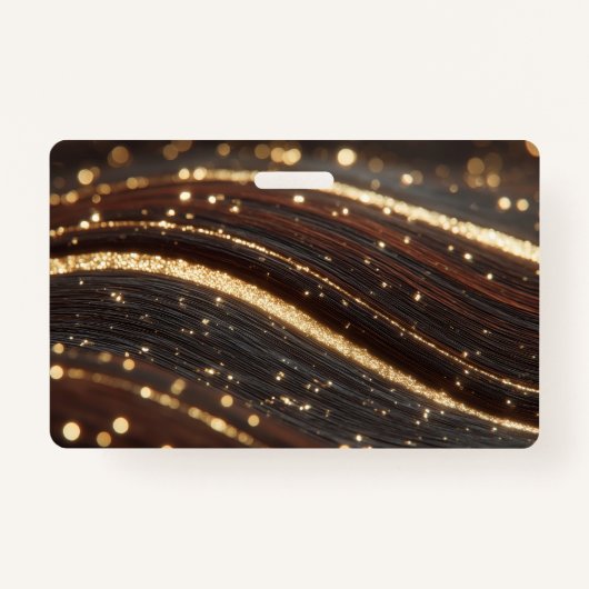 Donkere walnoot houtnerf met sprankelende gouden r badge (Voorkant)