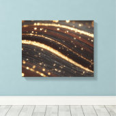 Donkere walnoot houtnerf met sprankelende gouden r canvas afdruk (Insitu (Houten vloer))