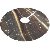 Donkere walnoot houtnerf met sprankelende gouden r kerstboom rok (Gekanteld)