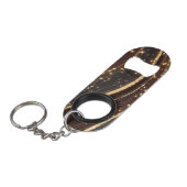 Donkere walnoot houtnerf met sprankelende gouden r mini flessenopener (Voorkant Gekanteld)