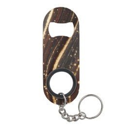 Donkere walnoot houtnerf met sprankelende gouden r mini flessenopener