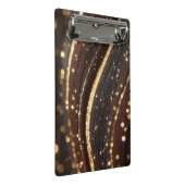 Donkere walnoot houtnerf met sprankelende gouden r mini klembord (Schuin)