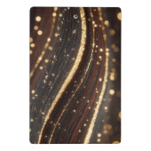 Donkere walnoot houtnerf met sprankelende gouden r mini klembord (Achterkant)