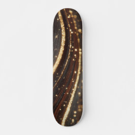 Donkere walnoot houtnerf met sprankelende gouden r persoonlijk skateboard