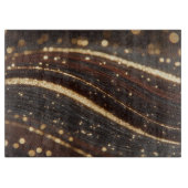 Donkere walnoot houtnerf met sprankelende gouden r snijplank (Voorkant)