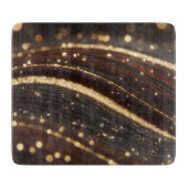 Donkere walnoot houtnerf met sprankelende gouden r snijplank (Voorkant)