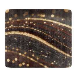 Donkere walnoot houtnerf met sprankelende gouden r snijplank