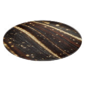 Donkere walnoot houtnerf met sprankelende gouden r snijplank (Hoek)