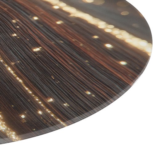 Donkere walnoot houtnerf met sprankelende gouden r snijplank (Hoek)