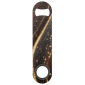 Donkere walnoot houtnerf met sprankelende gouden r speed flessenopener (Voorkant)