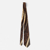 Donkere walnoot houtnerf met sprankelende gouden r stropdas (Achterkant)