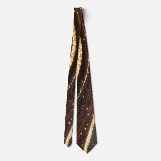 Donkere walnoot houtnerf met sprankelende gouden r stropdas (Achterkant)