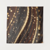 Donkere walnoot houtnerf met sprankelende gouden r wandkleed (Voorkant (horizontaal))