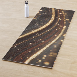 Donkere walnoot houtnerf met sprankelende gouden r yogamat