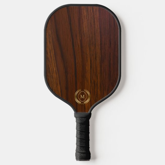 Donkere Walnoot Wood Gold Laurel krans Pickleball Paddle (Voorkant)