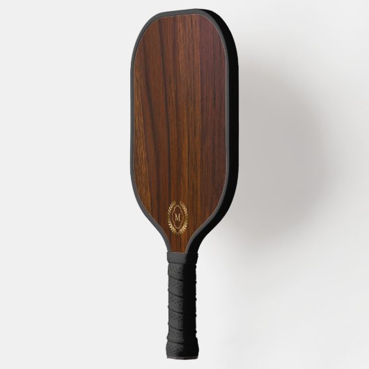Donkere Walnoot Wood Gold Laurel krans Pickleball Paddle (Links)