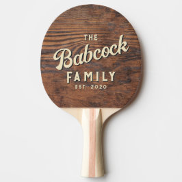 Donkere Walnoten Hout Retro Familienaam & Jaar Tafeltennisbatje