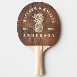 Donkere Walnoten Hout Tropische Ananas Bruiloft Tafeltennisbatje
