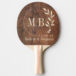 Donkere Walnoten Houten Blad Trouw Monogram Tafeltennisbatje