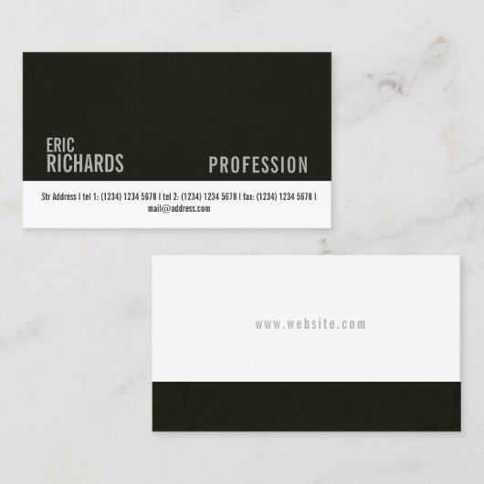 Donkere wand van faux beton en witte streep visitekaartje (Voorkant / Achterkant)