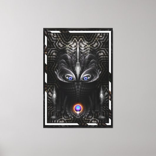 Donkere warrior scculpture Fractal Art Canvas Afdruk (Voorkant)