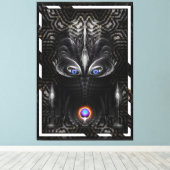Donkere warrior scculpture Fractal Art Canvas Afdruk (Insitu (Houten vloer))