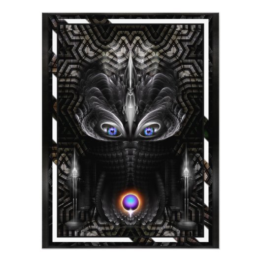 Donkere warrior scculpture Fractal Art Foto Afdruk (Voorkant)