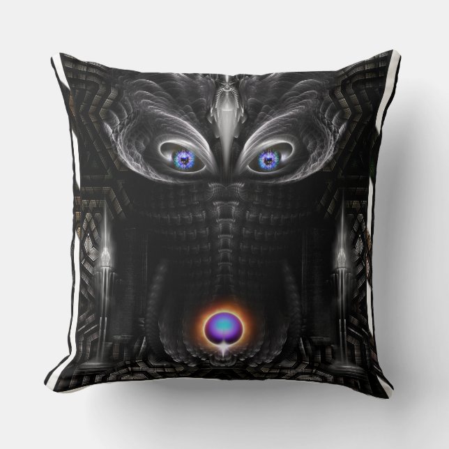 Donkere warrior scculpture Fractal Art Kussen (Voorkant)