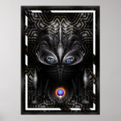 Donkere warrior scculpture Fractal Art Poster (Voorkant)