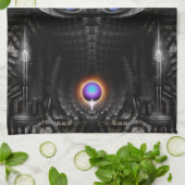 Donkere warrior scculpture Fractal Art Theedoek (Gevouwen)