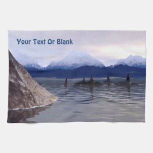 Donkere waterorca theedoek