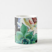 Donkere Waterverf Bloemen met Monogram Koffiemok (Center)