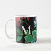 Donkere Waterverf Bloemen met Monogram Koffiemok (Links)