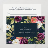 Donkere Waterverf Floral Boho | Cadeaubon (Voorkant / Achterkant)