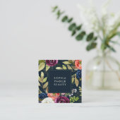 Donkere Waterverf Floral Boho Pattern | Sociale me Vierkante Visitekaartje (Staand voorkant)