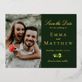 Donkere Waterverf Lemon Foto Folie Uitnodiging Briefkaart