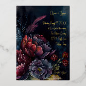 Donkere Waterverf Moody Floral Wedding Folie Uitnodiging (Voorkant)