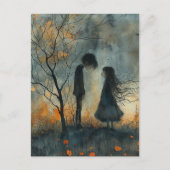 Donkere Waterverf Paar in Liefde Briefkaart (Voorkant)