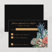 Donkere Waterverf Succulent RSVP Kaartje (Voorkant / Achterkant)