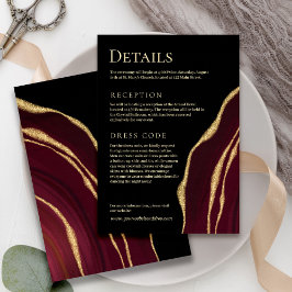 Donkere wijn agaat met goud informatiekaartje