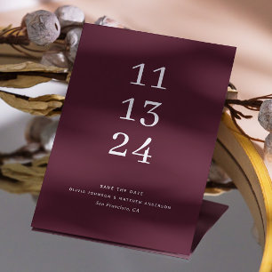 Donkere Wijn Herfst Bruiloft   Minimalistische Bou Save The Date